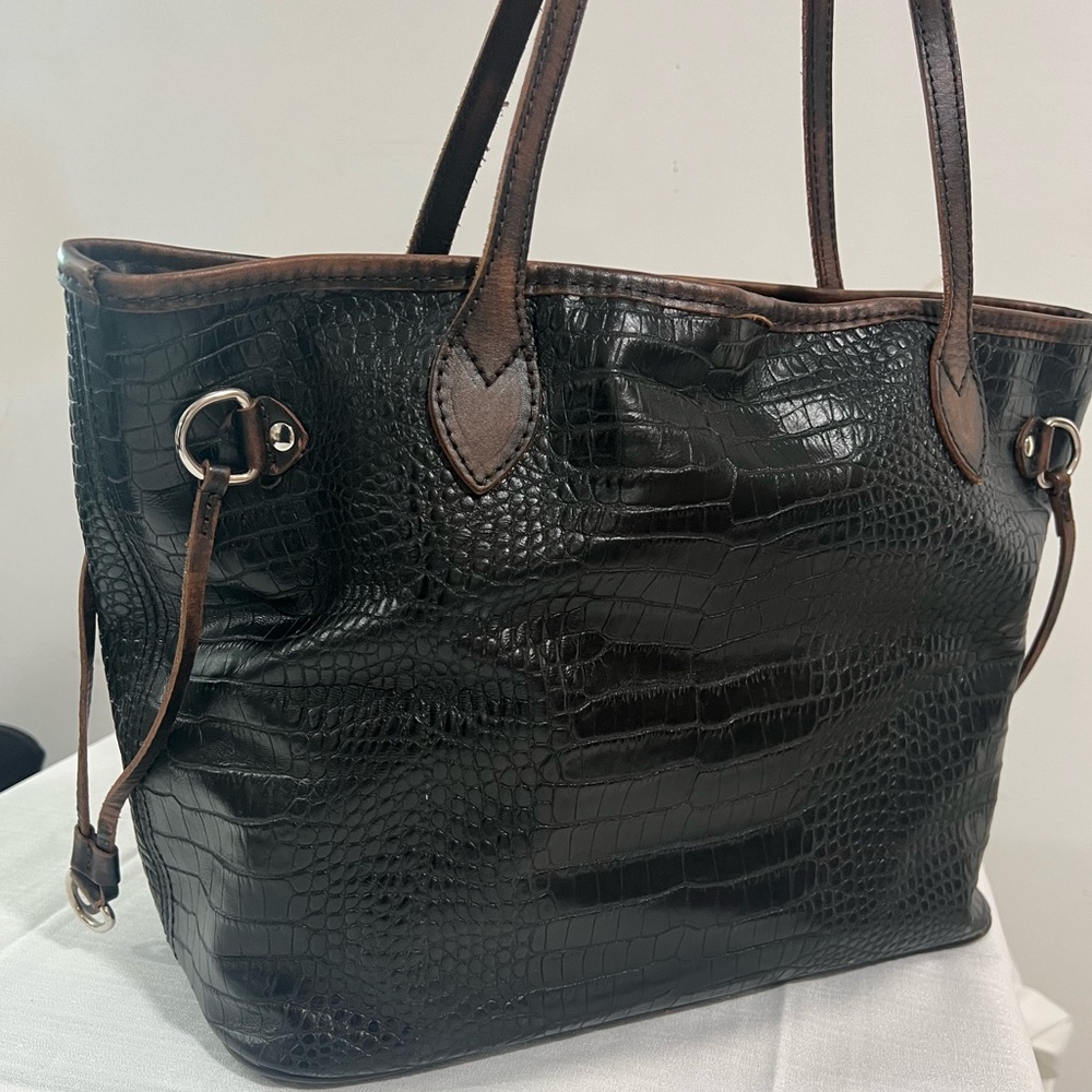 Rare Freebird By Steven Black Croco Leather Tote Bag - Picture 8 of 16